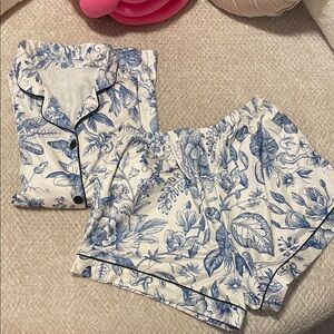 Floral Blue and White Pajama Set
